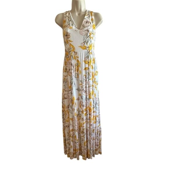 Nicole Miller ~ Floral Maxi Dress in Yellow and White floral print ~ size 10 - Picture 1 of 15
